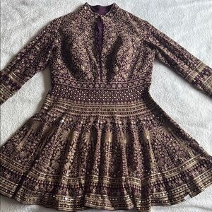 Elegant Purple and Gold Indian lehenga